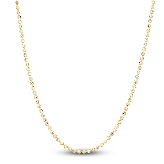 Dynamic beads of 14K yellow gold nestle to create this elegant women's 2.0mm beaded chain necklace. The 20-inch necklace secures with a lobster clasp. Classic Single Strand Chain Necklace With Round Beads, Classic Single Strand Necklace With Round Beads, Classic Beaded Chain Necklace With Round Beads, Yellow Gold Beaded Necklaces With Delicate Chain, Yellow Gold Beaded Necklace With Delicate Chain, Classic Yellow Gold Beaded Chain Necklace, Yellow Gold Beaded Chain Necklace With Round Beads, Yellow Gold Beaded Chain Necklace, Yellow Gold Satellite Chain Necklace With Round Beads