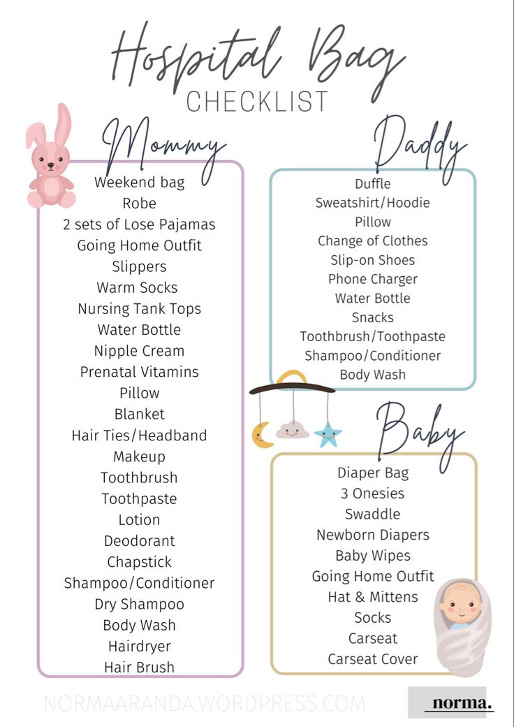 the hospital baby checklist is shown