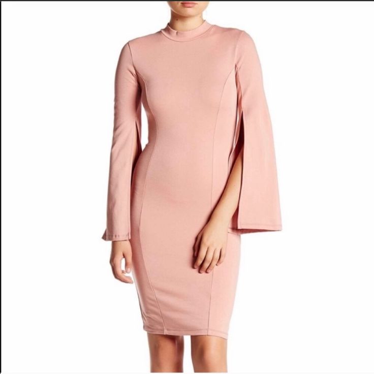 Blvd Bell Sleeve Dress, Pink, Size L, Never Worn. Stretch Midi-length Dresses For Brunch, Feminine Long Sleeve Bodycon Dress For Brunch, Bodycon Midi Dress For Brunch, Dressy Long Sleeve Bodycon Dress For Spring, Knee-length Bodycon Dress For Brunch, Stretch Mini Bodycon Dress For Brunch, Mini Bodycon Dress For Brunch, Bodycon Dress For Fall Brunch, Fall Bodycon Dress For Brunch