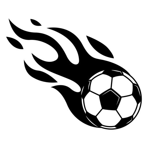 a soccer ball with flames on it