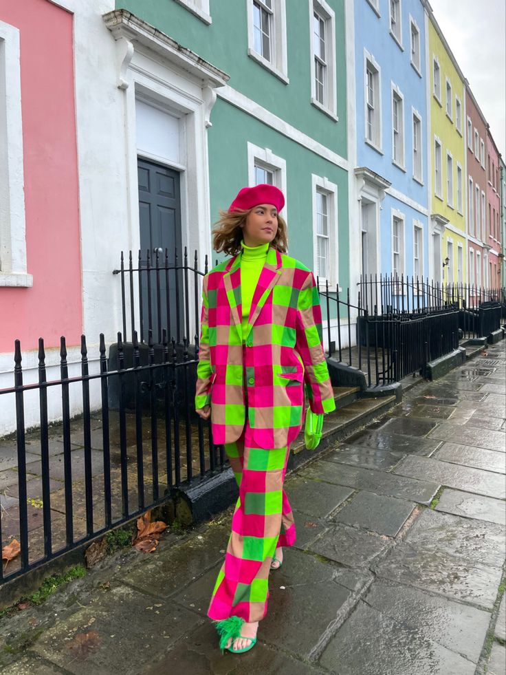 Funky Eclectic Fashion, Creative Aesthetic Outfit, Bold Colour Outfit, Bold Fashion Aesthetic, Maximalist Colorful Outfits, Campy Outfits Aesthetic, Crazy Colorful Outfits, Summer Maximalist Fashion, Bold Outfits Aesthetic