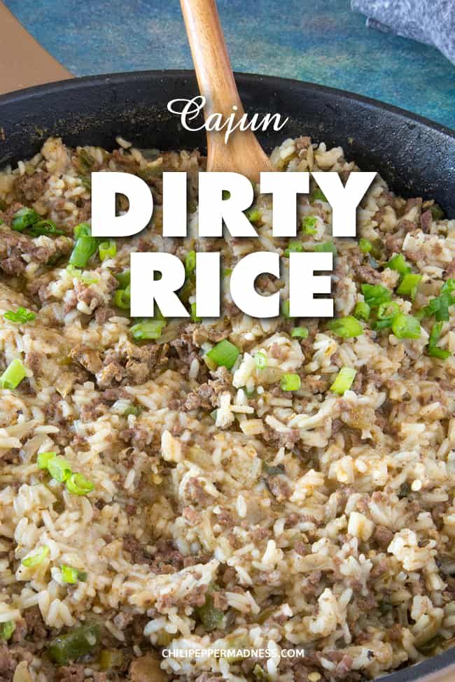 a skillet filled with rice and green onions