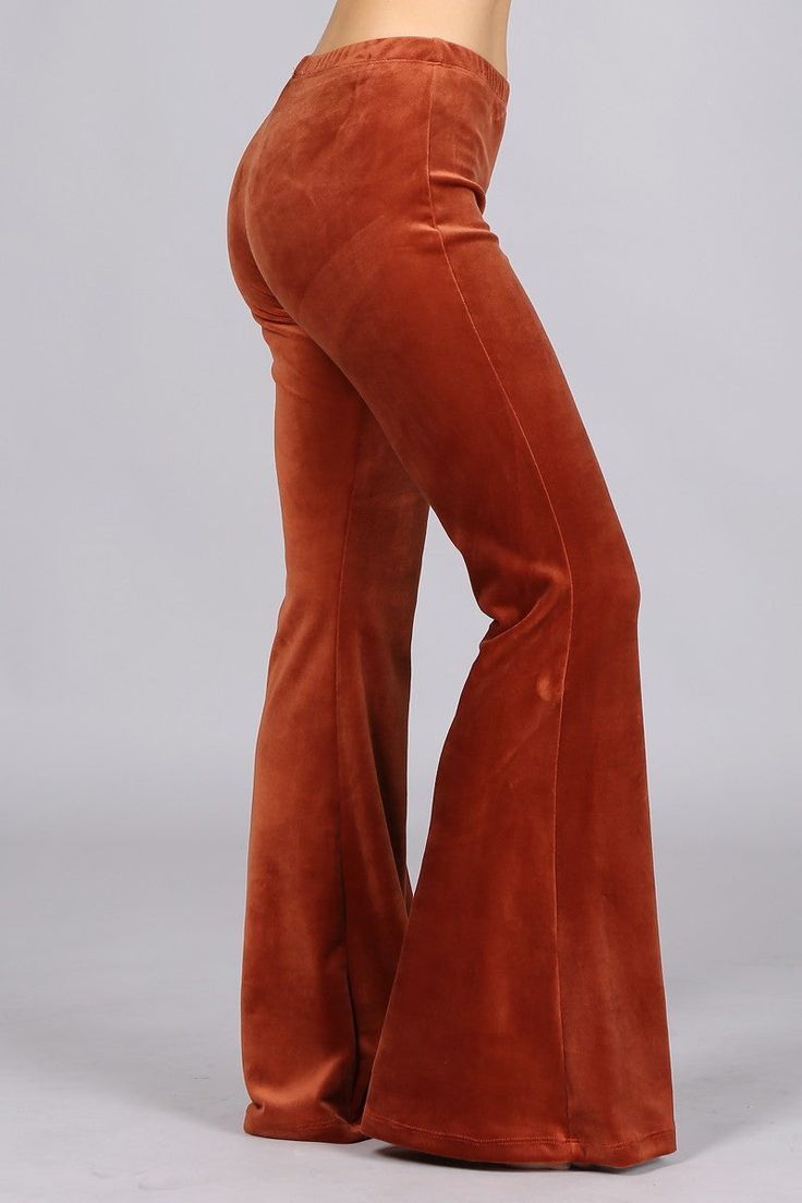 Velvet Pants Women Fit And Flare Pants, Velvet Bell Bottoms, Bell Bottoms Outfit, Velvet Flare Pants, Velvet Flares, Orange Velvet, Winter Boho, Lightweight Pants, Wardrobe Inspiration