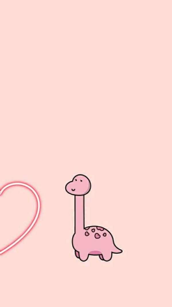 a pink wallpaper with a giraffe and a heart on the left side