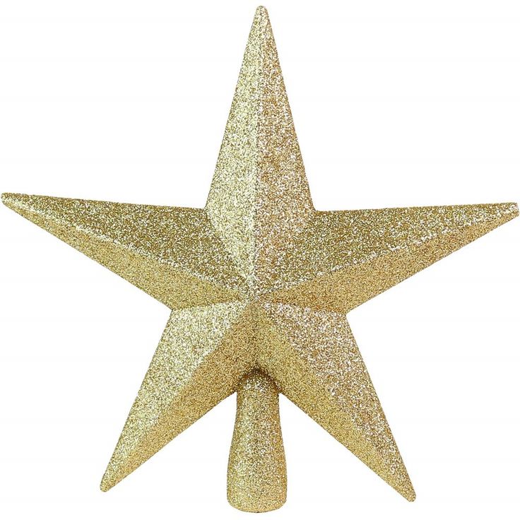 a gold glitter star decoration on a white background