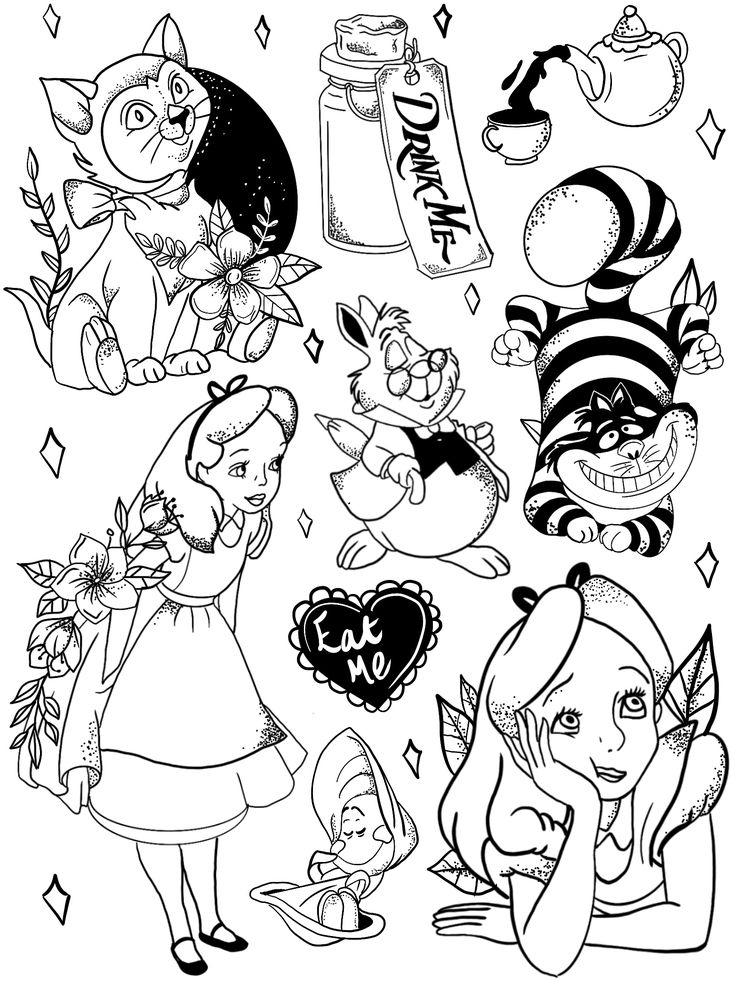 an image of cartoon characters coloring pages