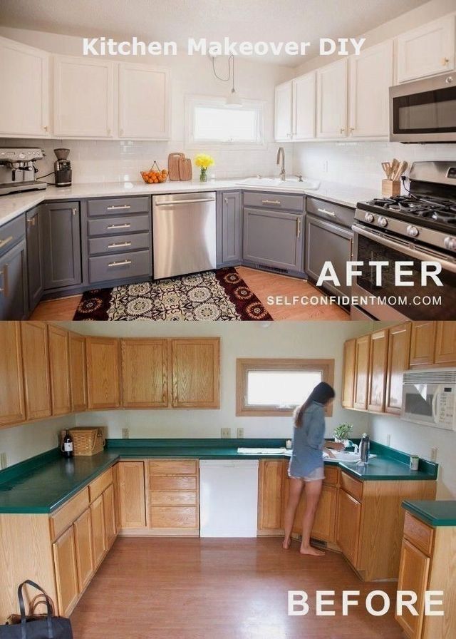 before and after photos of a kitchen remodel