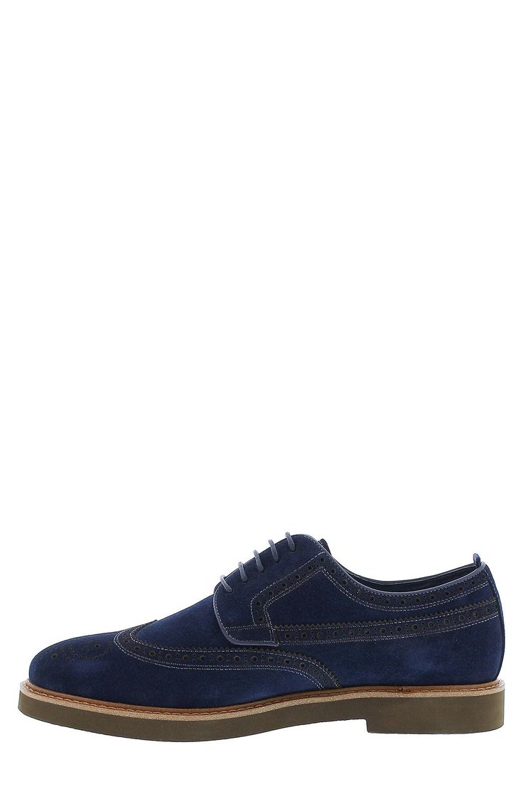 Some suede derby shoes with a laced-up vamp offers a refined, versatile style for any look. Round toe Lace-up style Cushioned insole Suede upper, rubber sole Imported