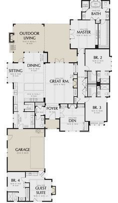 the floor plan for this house is very large and has two master suites on each side