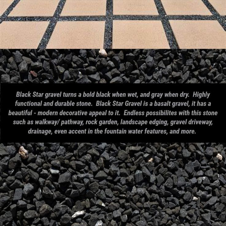 there is a sign on the ground that says, black star gravel turns a bold when wet, gray