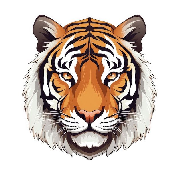 a tiger's head with an orange and white stripe on the front of it