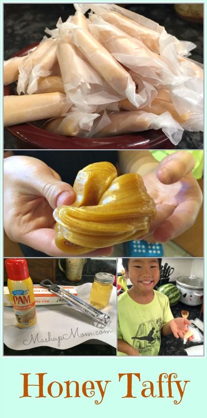 honey taffy recipe for kids to make and eat with the help of mother's hands