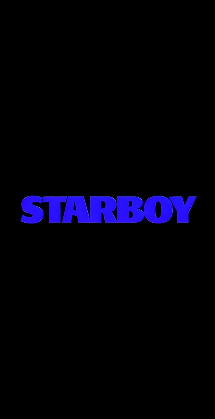 the words starboy are in blue on a black background