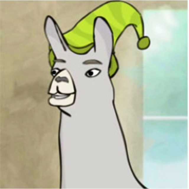 an animated image of a llama wearing a santa hat