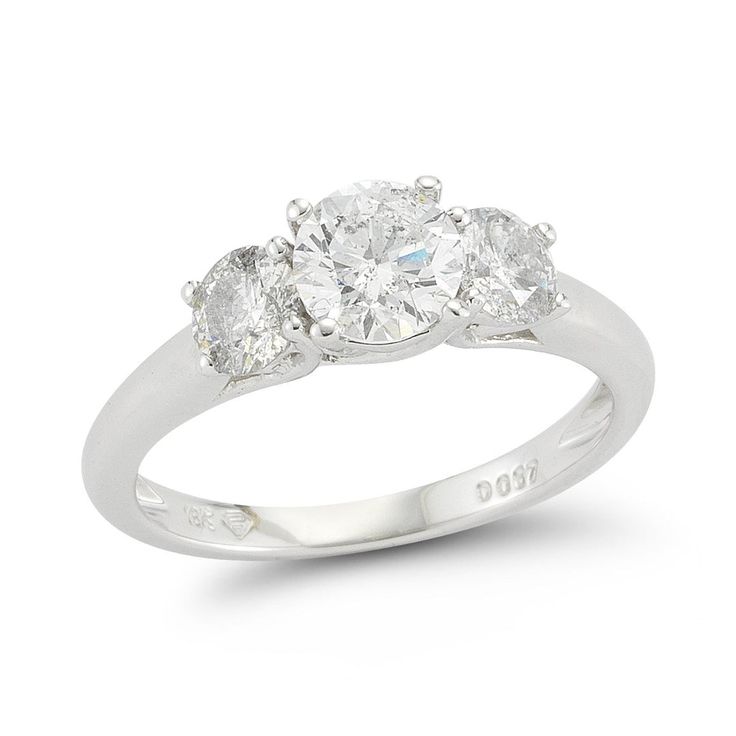 three stone diamond ring in white gold