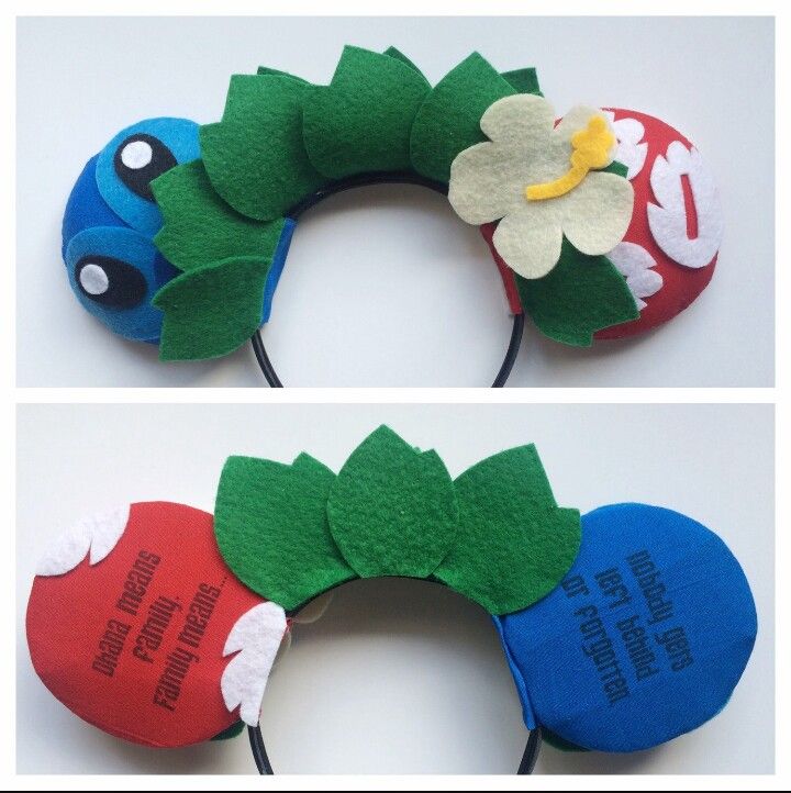 two pictures of the same headband with flowers and leaves on it, one is made out of felt