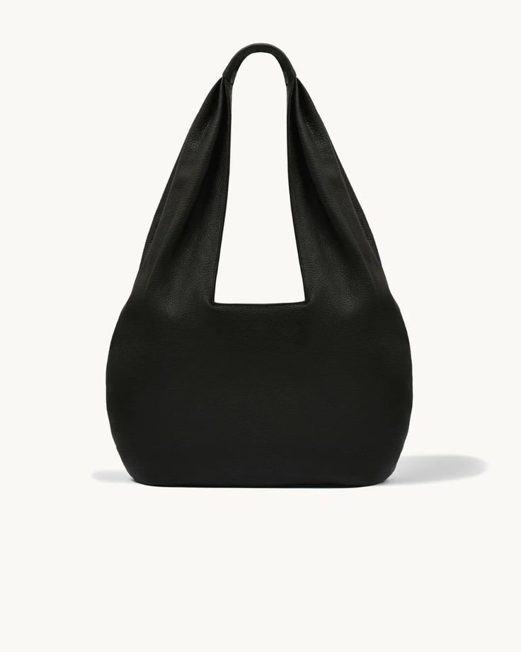 Versatile On-the-go Hobo Bag, Minimalist Black Hobo Bag For On-the-go, Luxury Black Hobo Bag For On-the-go, Black Hobo Bag With Leather Handles For On-the-go, Black Textured Leather Hobo Bag For On-the-go, Black Pebbles, Big Bags, Everyday Carry, 60s Fashion