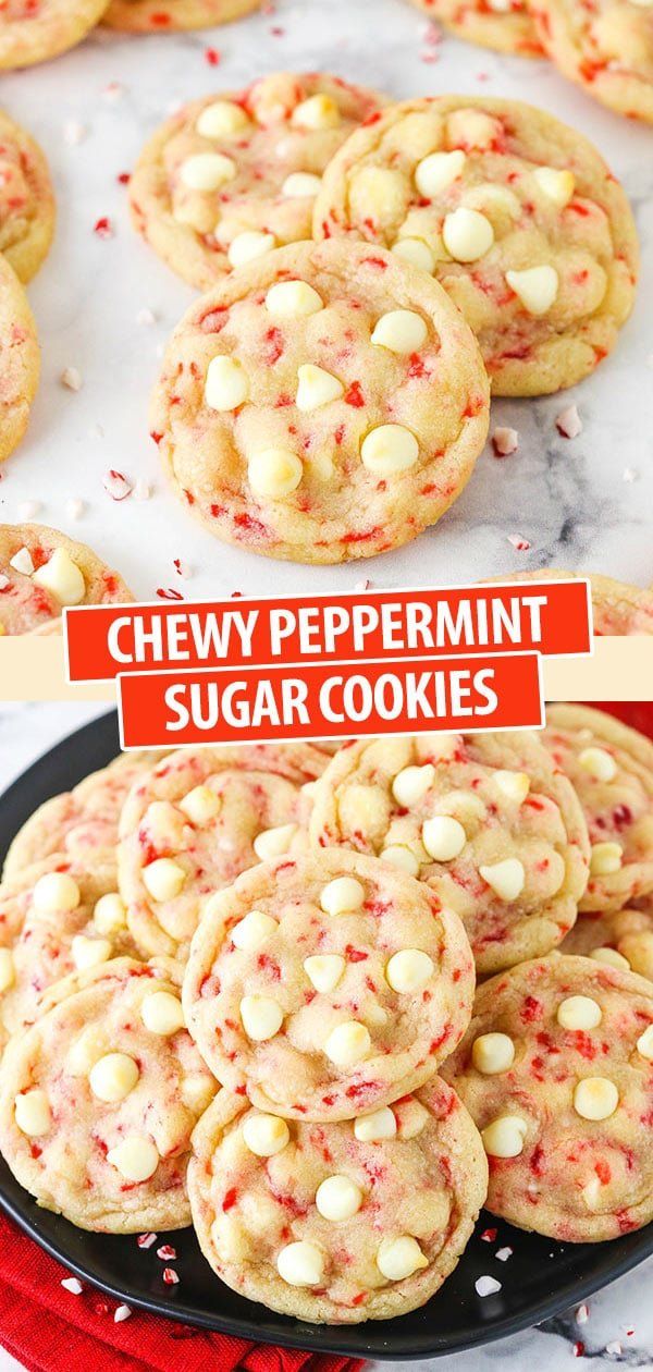 chewy peppermint sugar cookies on a plate