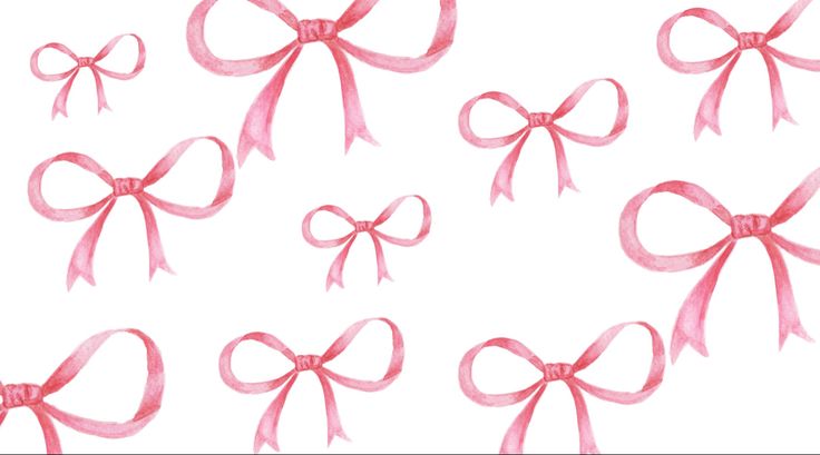 pink ribbon bows on white background