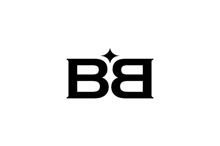 the letter b is made up of two letters, one in black and white with a star