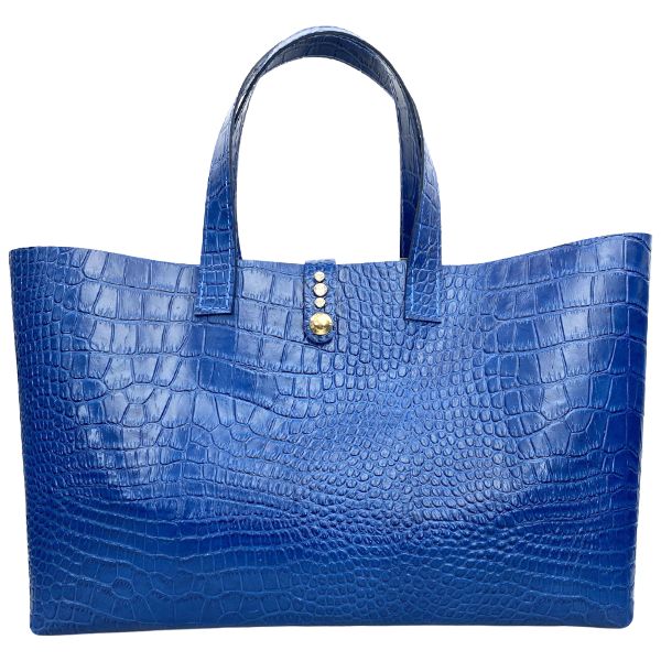 Large Blue Croc Leather Tote - Bag 94 Fav Outfit, Blue Leather Bag, Worlds Finest, Custom Handbags, Blue Bay, Handbag Collection, African Clothing For Men, Handbag Pattern, Croc Leather