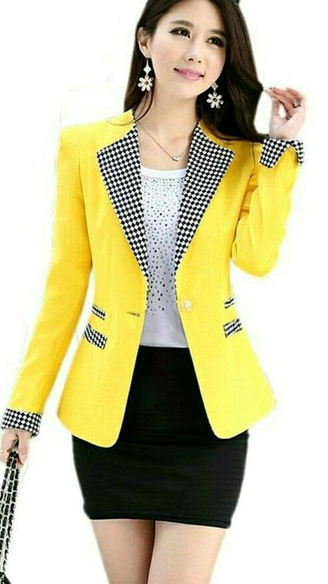 Formal Suits For Women, Yellow Blazer, Elegante Casual, Yellow Jacket, Suit Designs, Blazer Outfits, African Fashion Dresses, Work Attire, Office Outfits