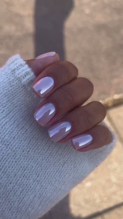 Short Biab Nails Chrome, Biab Chrome Nails, Bubblebath Nails Chrome, Nail Ideas Biab, Chrome Biab Nails, Non Acrylic Nail Ideas, Neutral Nails With Chrome, Biab Inspo Nails, Chrome Nails Short Square