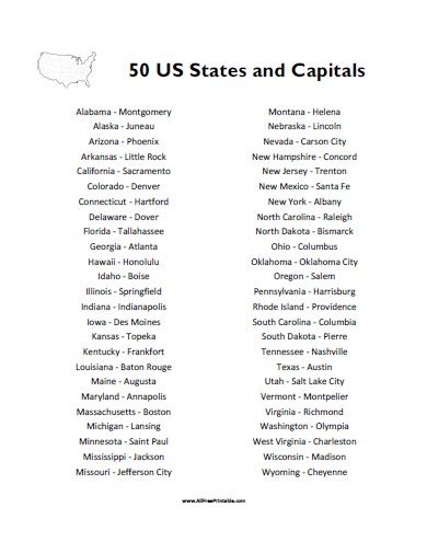 the 50 us states and capitals are shown in this table listing cities, numbers, and names