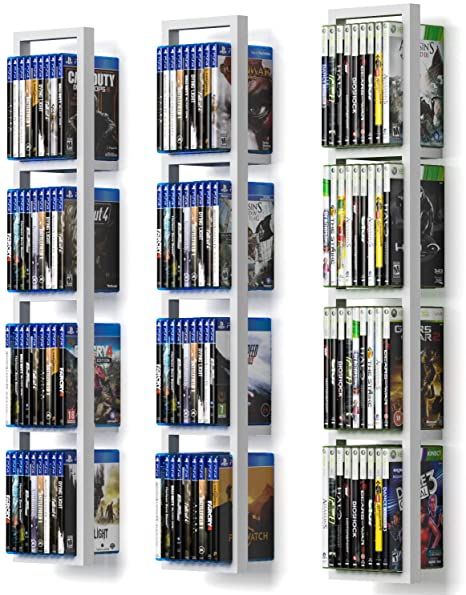 the shelves are filled with various video games