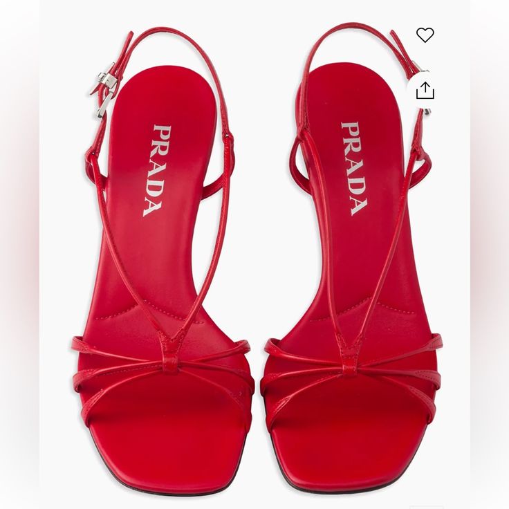 Prada Heeled Leather Sandals Size 38 Or 8 Red Brand New Condition Comes With Box And Dust Bag Worn Once Super Comfortable Not Open To Offers They’re Brand New Basically And On Retail Sites For 1,200$ Keep In Mind Posh Takes A Cut Red Leather Evening Sandals, Elegant Red Square Toe Sandals, Red Square Toe Sandals For Formal Occasions, Formal Red Sandals With Square Toe, Formal Red Square Toe Sandals, Red Leather Sandals With Square Toe, Prada Slides, Medium Stiletto, Latest Sandal