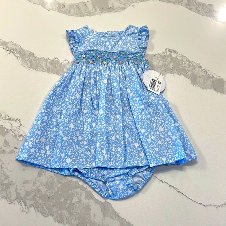 Nwt Edgehill Collection Dress And Bloomers. Perfect Condition And So Sweet! Blue Floral Print Playtime Dress, Blue Spring Dresses For Playwear, Spring Blue Dresses For Playwear, Blue Cotton Playwear Dress, Blue Cotton Dress For Playwear, Blue Dresses For Playwear In Spring, Blue Dresses For Spring Playwear, So Sweet, Baby Sets