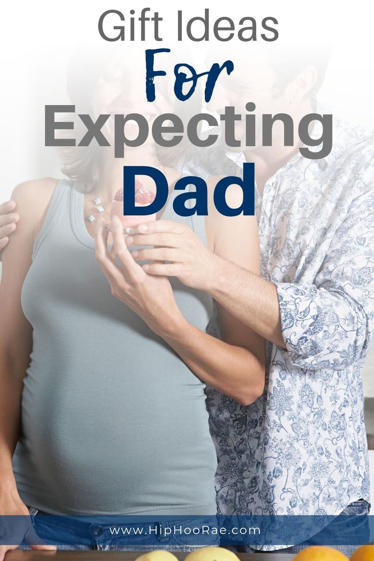 a man and woman standing next to each other with the words gift ideas for expecting dad