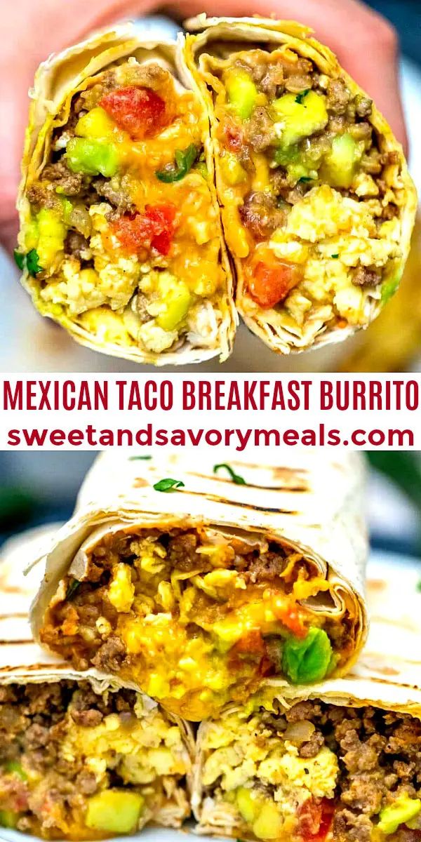 mexican taco breakfast burrito is cut in half and stacked on top of each other