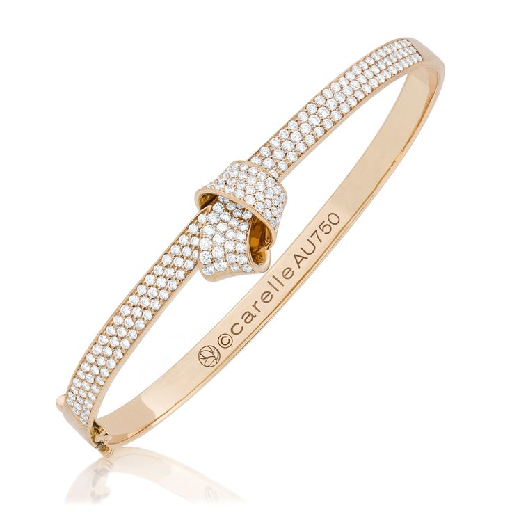 Carelle Jewelry - Knot Pave Diamond Bangle in Rose Gold, $12,000 (http://www.carelle.com/knot-pave-diamond-bangle-in-rose-gold/) Diamond Knot, Knot Bangle, Pave Diamond Ring, Jewelry Show, Dainty Bracelets, Diamond Bangle, Effortless Elegance, Sea Glass Jewelry, Fine Jewelry Gift