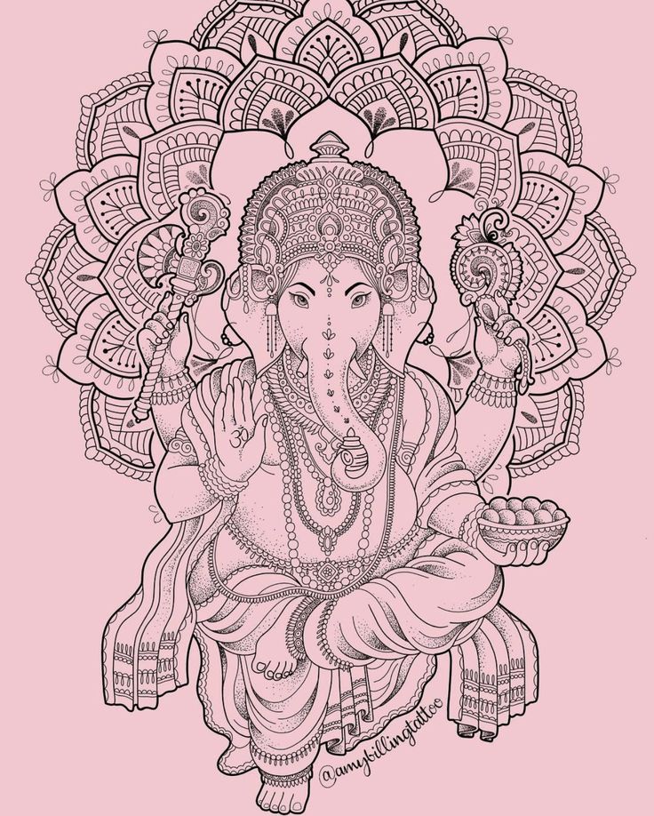 Pillayar Drawings, Ganesha Tattoo Stencil, Lord Ganesha Tattoo Design, Ganesha Tattoo Mandala, Ganesh Tattoo Design, Ganesha Tattoo Sleeve, Ganesha Tattoo Design, Ganesha Tattoos, Arte Ganesha