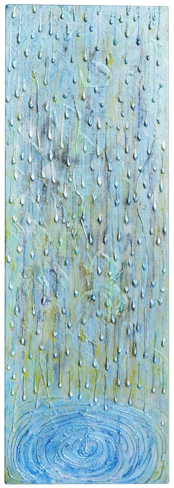 an abstract painting with drops of water on it