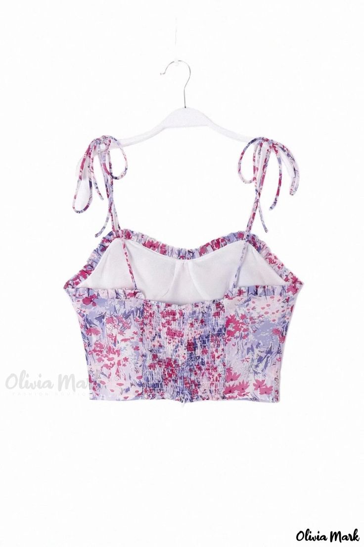 Olivia Mark - Floral Sleeveless Camisole Top with Sexy Figure-Hugging Fit Fitted Sleeveless Summer Tank Top, Pink Sleeveless Crop Top With Built-in Bra, Fitted Purple Tank Top With Built-in Bra, Sleeveless Stretch Corset With Adjustable Straps, Cotton Spaghetti Strap Tank Top For Party, Bra-friendly Sleeveless Cotton Camisole, Fitted Cotton Tank Top With Delicate Straps, Pink Sleeveless Corset With Built-in Bra, Fitted Cami Corset For Summer