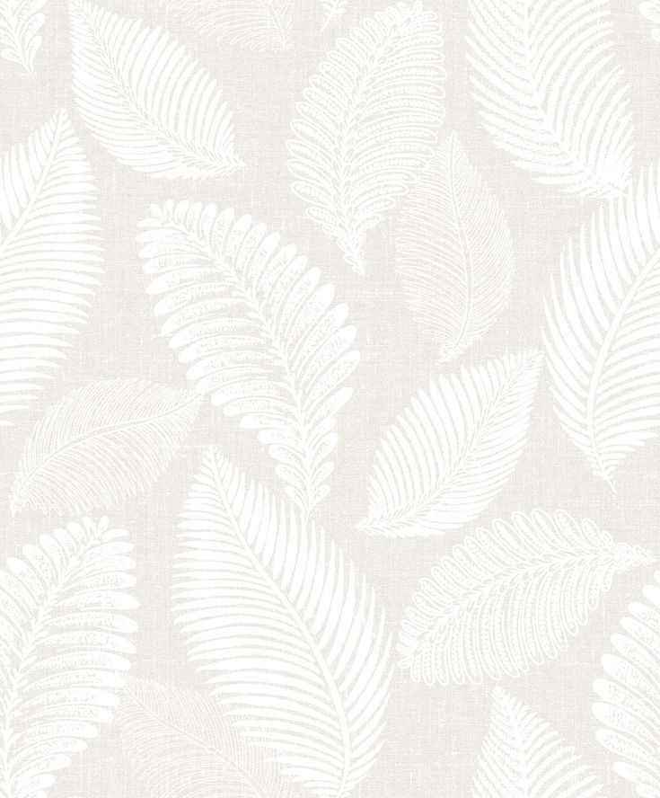 Sample Tossed Leaves Wallpaper in Cool Linen Scott Living, White And Beige, Beige Wallpaper, Balboa, White Wallpaper, Shades, Pattern, White