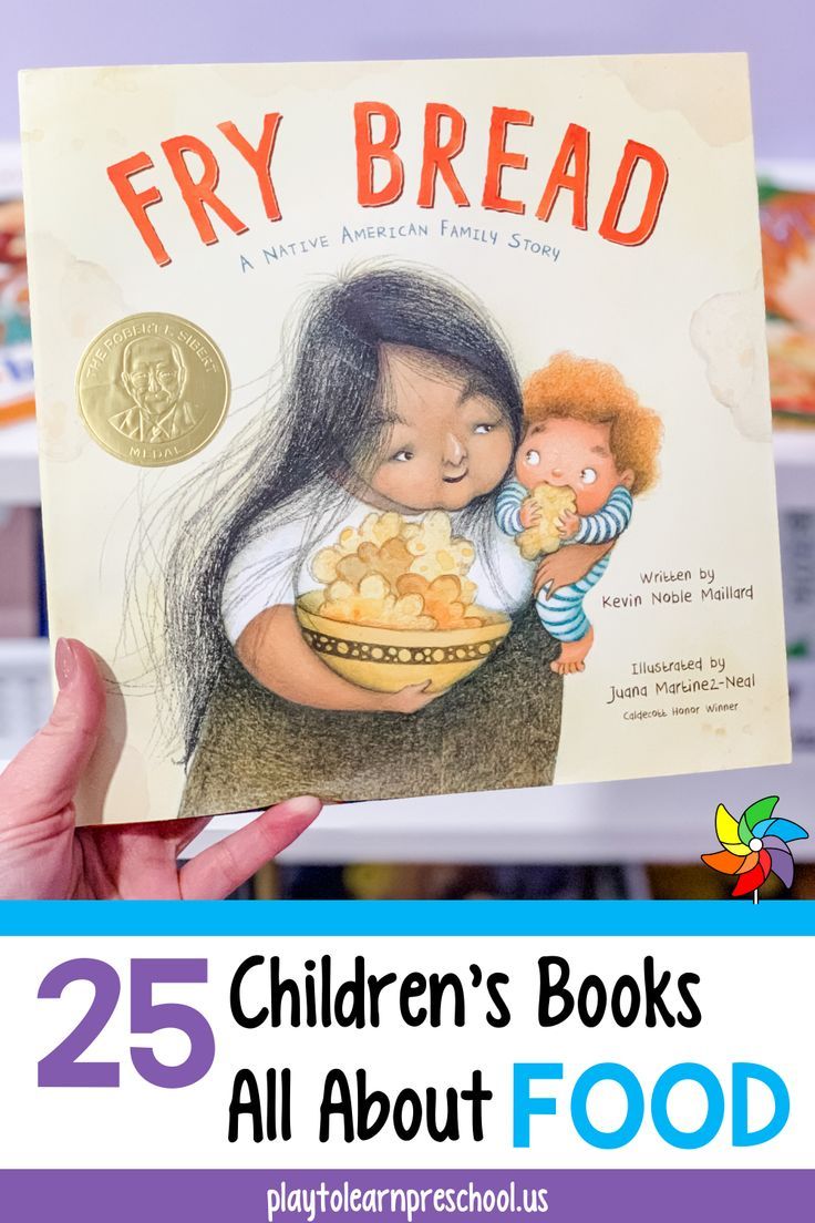 a person holding up a book with the title 25 children's books all about food