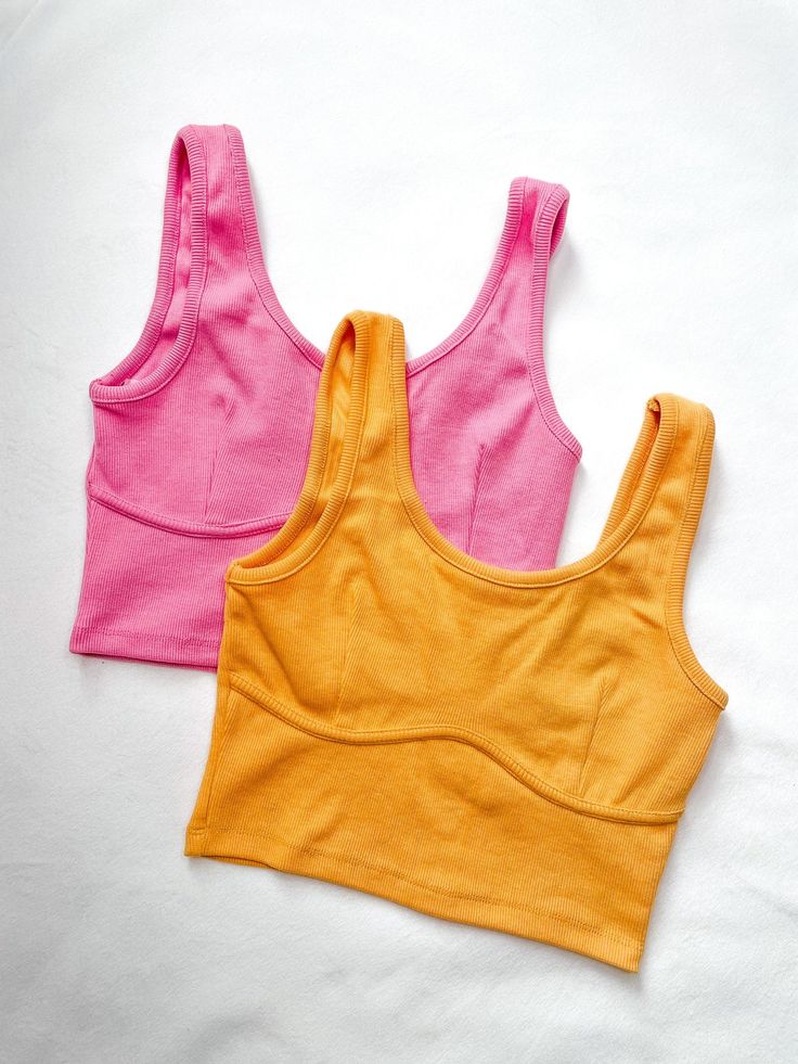 WAVE PANEL CROP TOP PINK AND TANGERINE - LUDIC SOUL Beachy Crop Tops, Cute Crop Tops For Summer, Summer Tube Tops, Cute Pastel Tops, Cute Tops For Summer, Preppy Crop Top, Cute Fits For Summer, Tangerine Orange Color, Preppy Tops