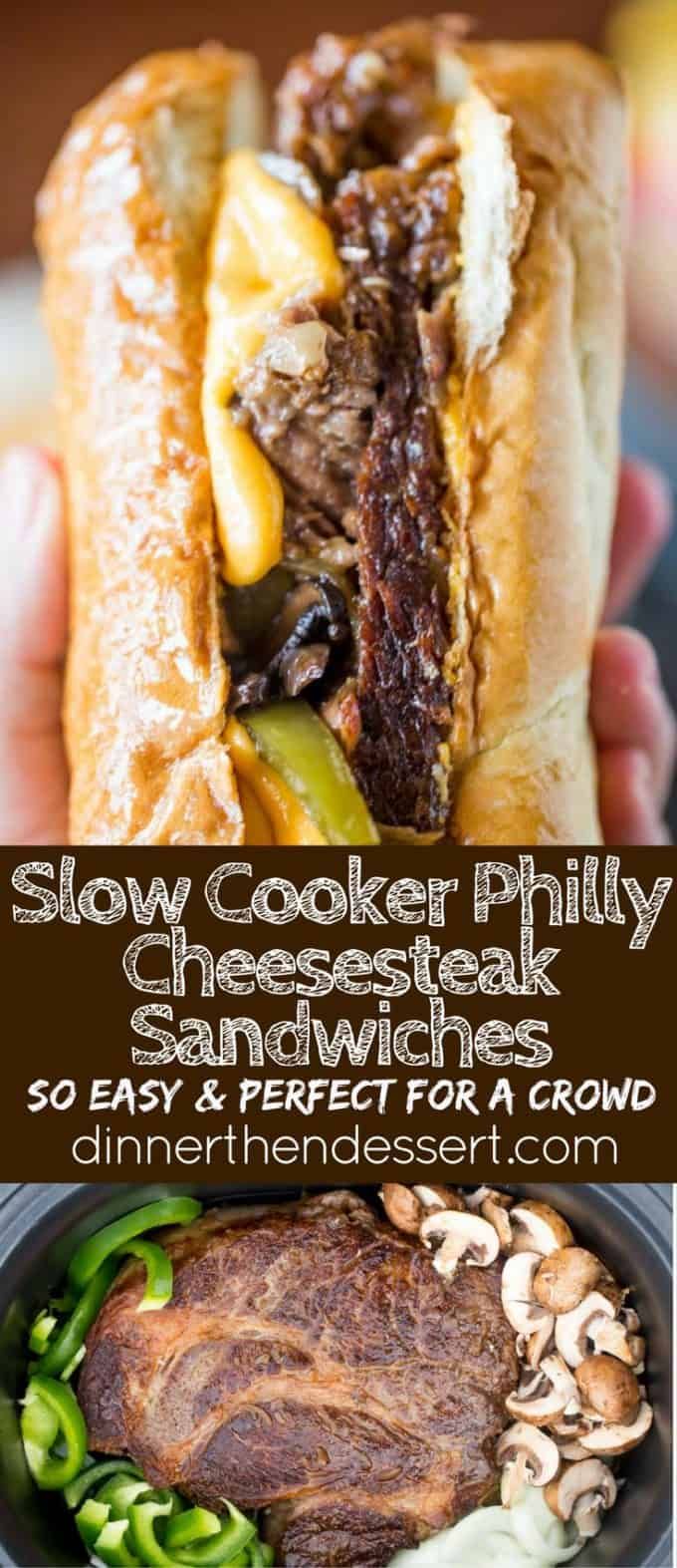 slow cooker phil cheesesteak sandwiches are so easy and perfect for a crowd