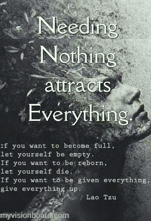 a black and white photo with the words,'i need nothing attracts everything '