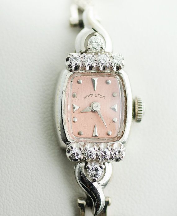 1950's Vintage Ladies Hamilton Diamond Watch by SITFineJewelry, $3500.00 Classic Wedding Jewelry And Watches With Diamond Hour Markers, Vintage Diamond Watch With Diamond Hour Markers For Evening, Luxury Round Wedding Watches With Single Cut Diamonds, Wedding Jewelry And Watches With Brilliant Cut Diamonds, Timeless Diamond Wedding Watches, Wedding Diamond Jewelry And Watches With Brilliant Cut, Wedding Diamond Jewelry With Brilliant Cut, Classic Wedding Watches In Diamond White, Wedding Jewelry And Watches With 17 Jewels Round Dial