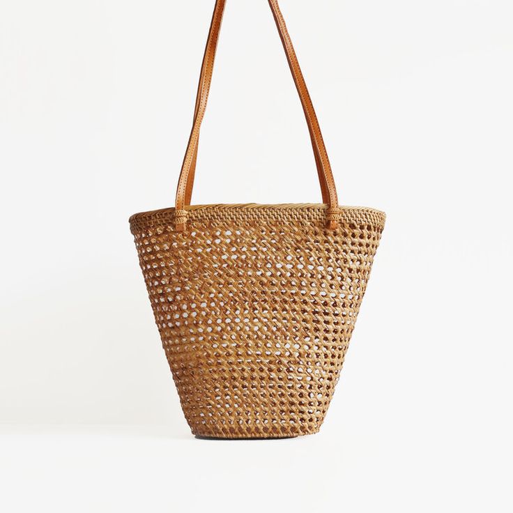 Isla Bag — Bembien Rattan Shoulder Bag With Adjustable Strap, Everyday Rattan Bag With Adjustable Strap, Brown Rattan Shoulder Bag, Rattan Bags With Adjustable Strap For Everyday, Chic Woven Leather Rattan Shoulder Bag, Casual Rattan Shoulder Bag With Bamboo Handle, Chic Rattan Shoulder Bag With Adjustable Strap, Rattan Tote Bag With Adjustable Strap, Chic Woven Leather Shoulder Bag