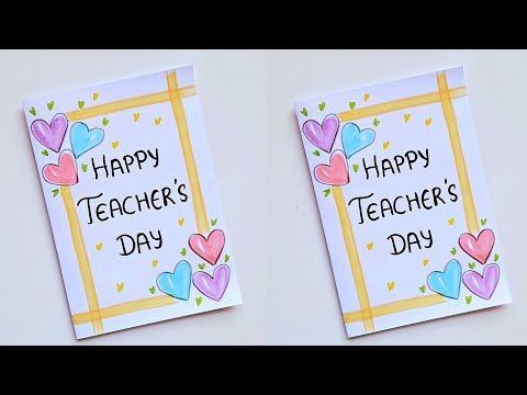 two teacher's day cards with hearts on them