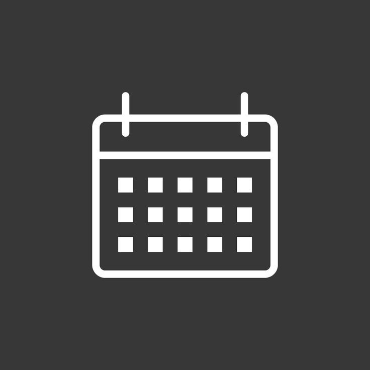 a calendar icon on a dark background with white squares in the form of a square