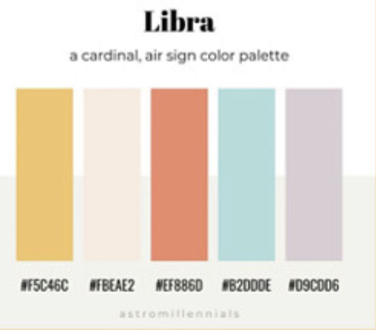 the color palette for libra, a cardinal air sign color palate in pastel