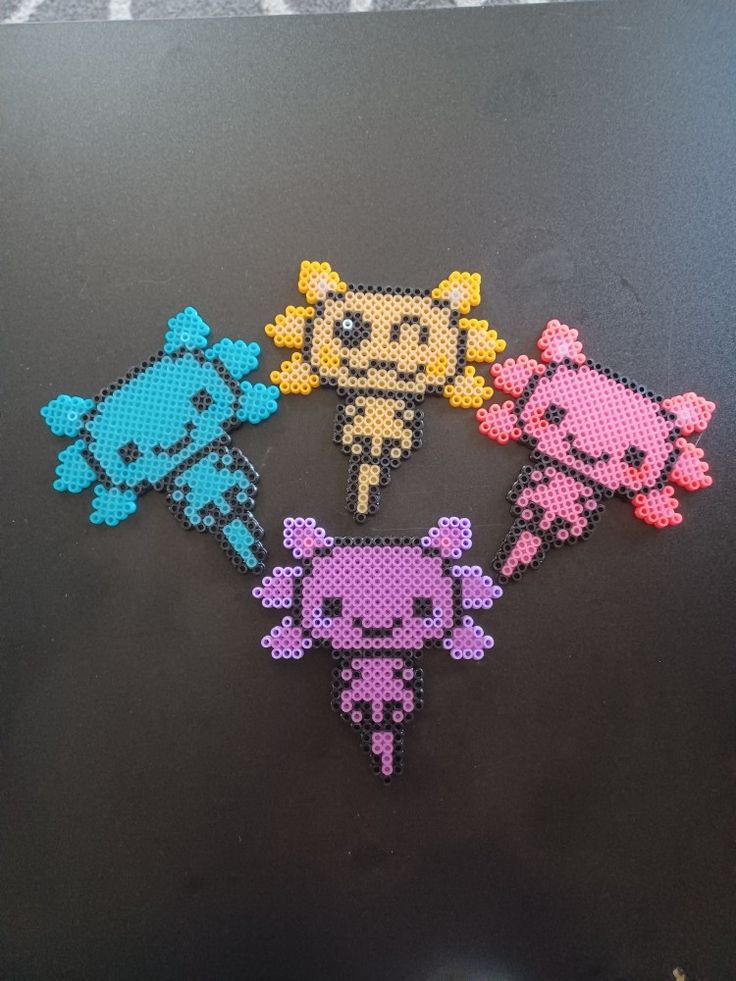 Glow in the dark axolotl perler beads Axolotl Fuse Beads, Fuse Bead Patterns Axolotl, Kandi Axolotl Pattern, Glow In The Dark Perler Bead Patterns, 3d Minecraft Perler Bead Patterns Axolotl, Perler Bead Axolotl 3d, Hamtaro Perler Beads, Axolotl Party, Perler Projects