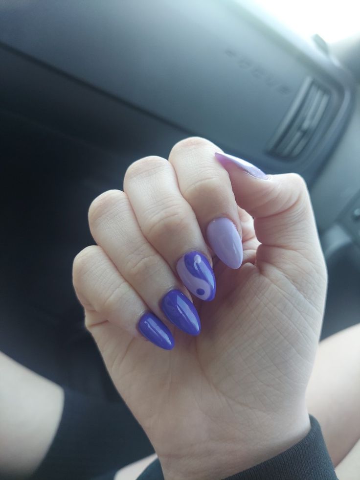 purple nail inspo Yin Yang Illustration, Purple Nail, New Nails, Purple Nails, Fun Nails, Nail Inspo, Nails, Purple