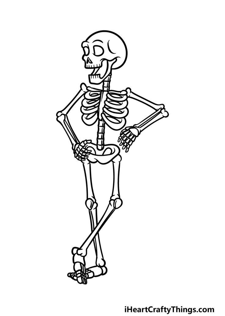 a skeleton is standing with his arms crossed